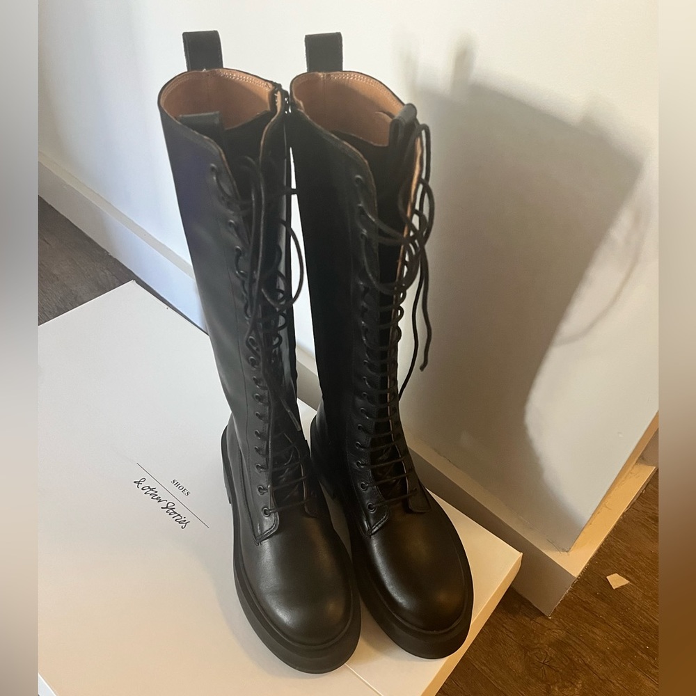 & Other Stories Chunky Knee High Leather Boots